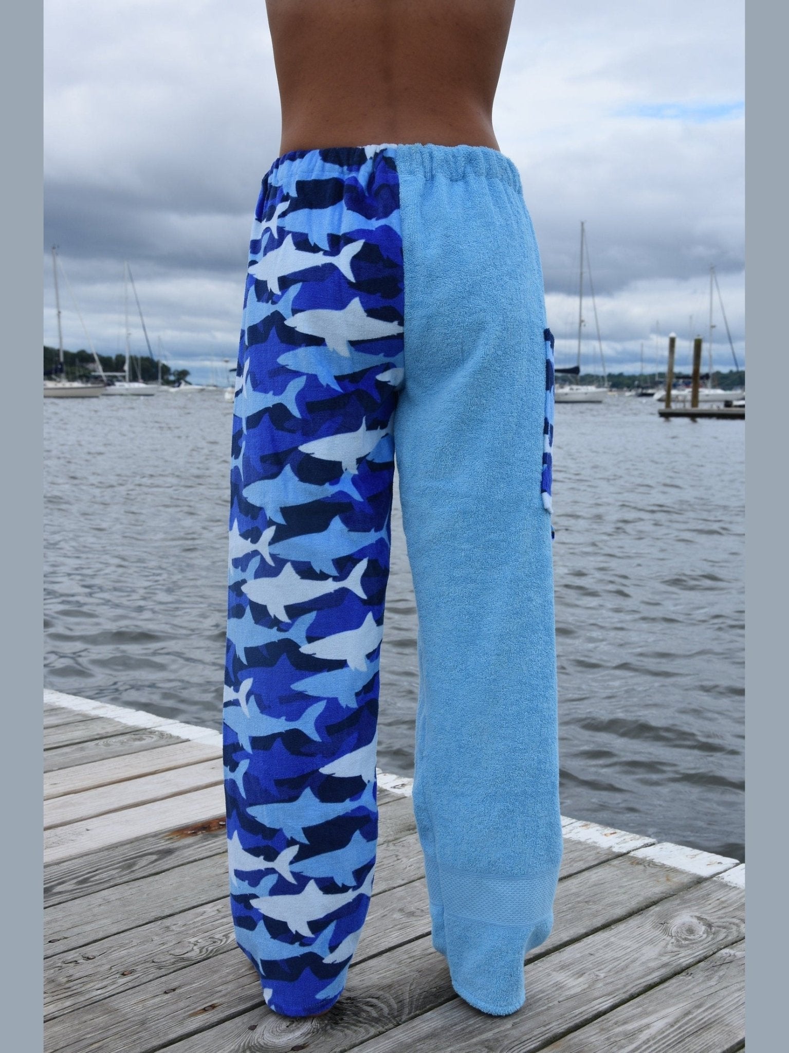 Towel Pants - Shark Pattern - IN - STOCK Fast Shipping - Beach, Swimming, Resortwear, Boys, Girls, Adults - Paradise Towelwear