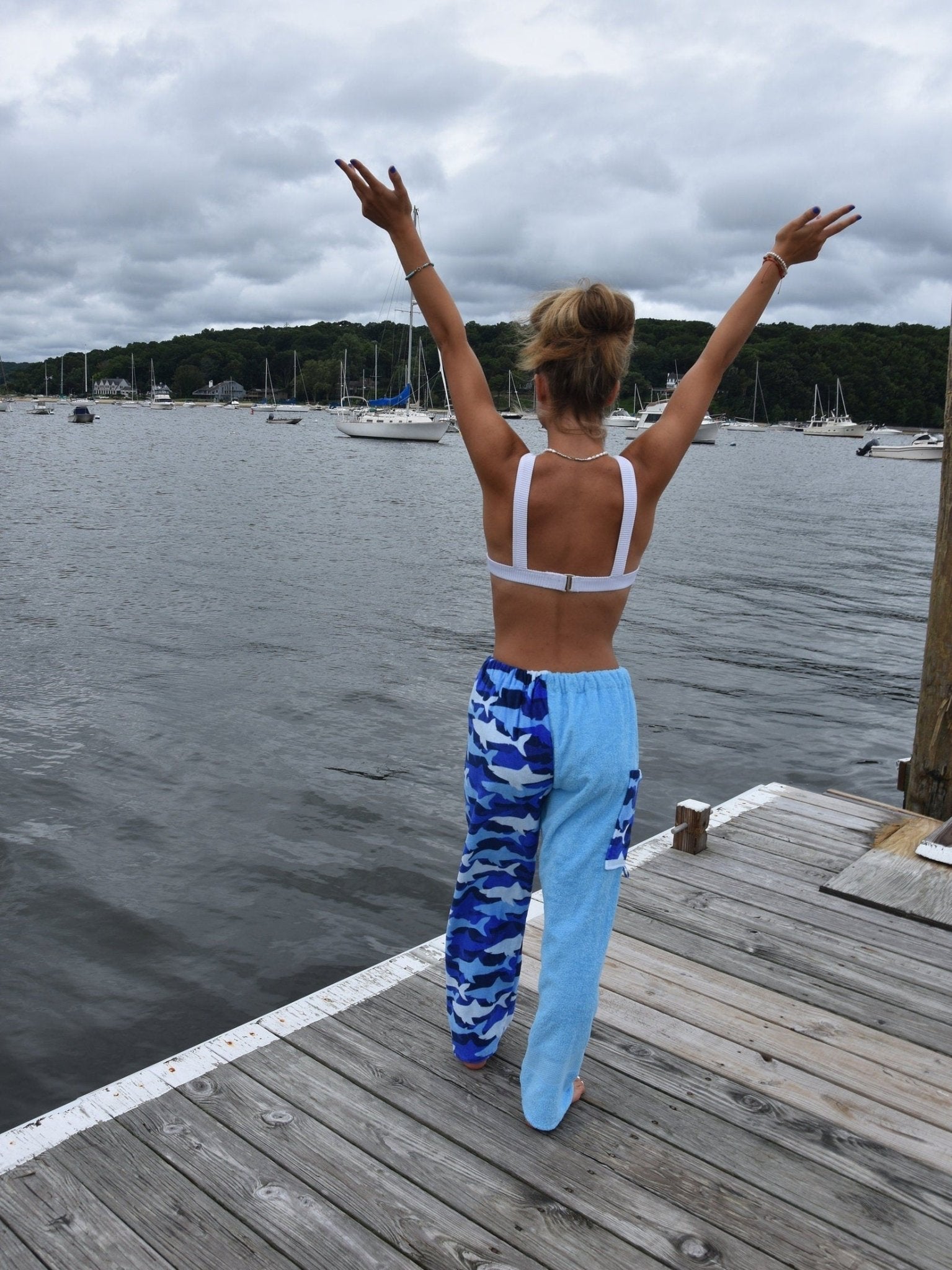 Towel Pants - Shark Pattern - IN - STOCK Fast Shipping - Beach, Swimming, Resortwear, Boys, Girls, Adults - Paradise Towelwear
