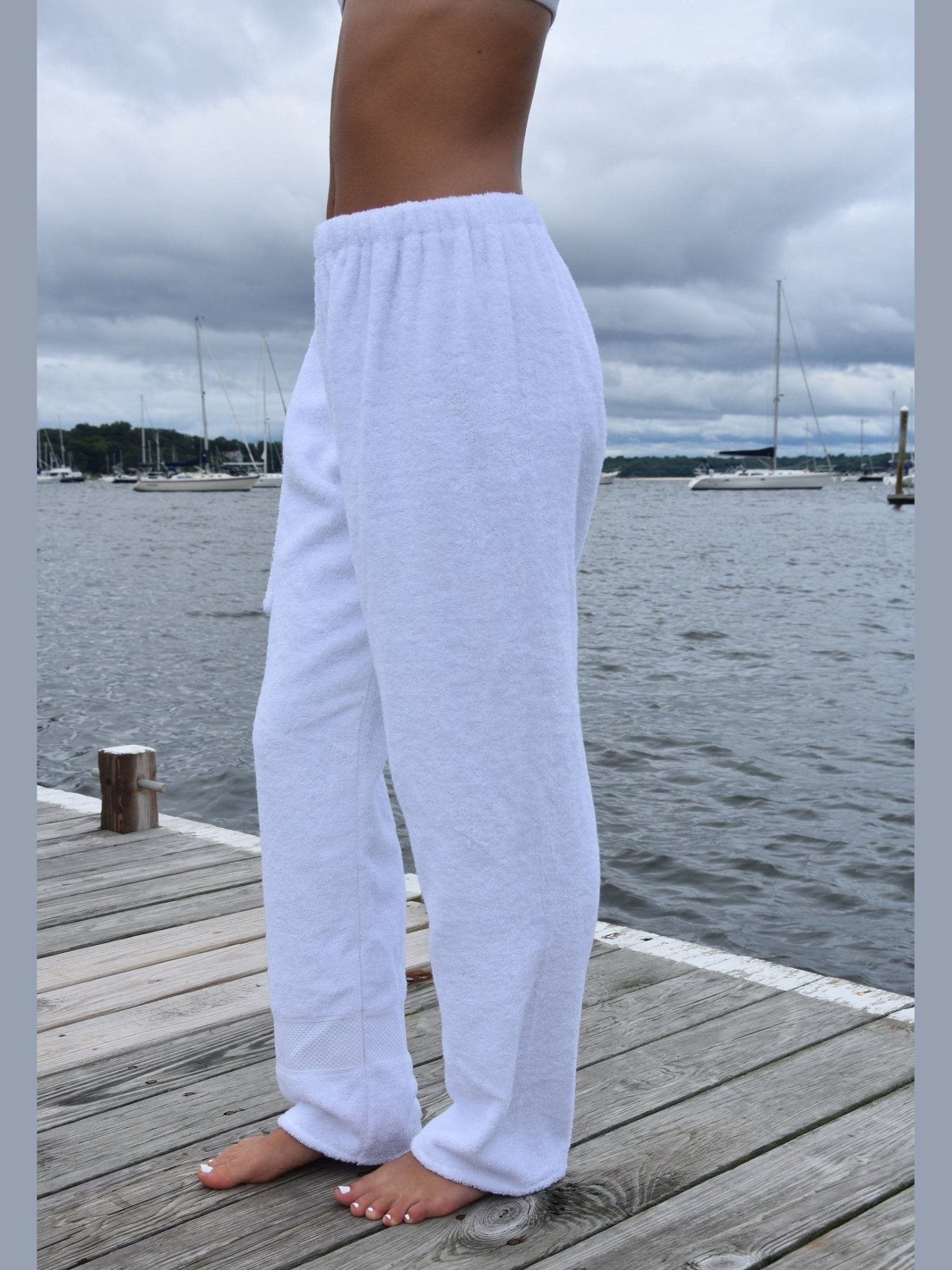 Towel Pants - White - IN STOCK Fast Shipping - Beach, Swimming, Resortwear, Boys, Girls, Adults. - Paradise Towelwear