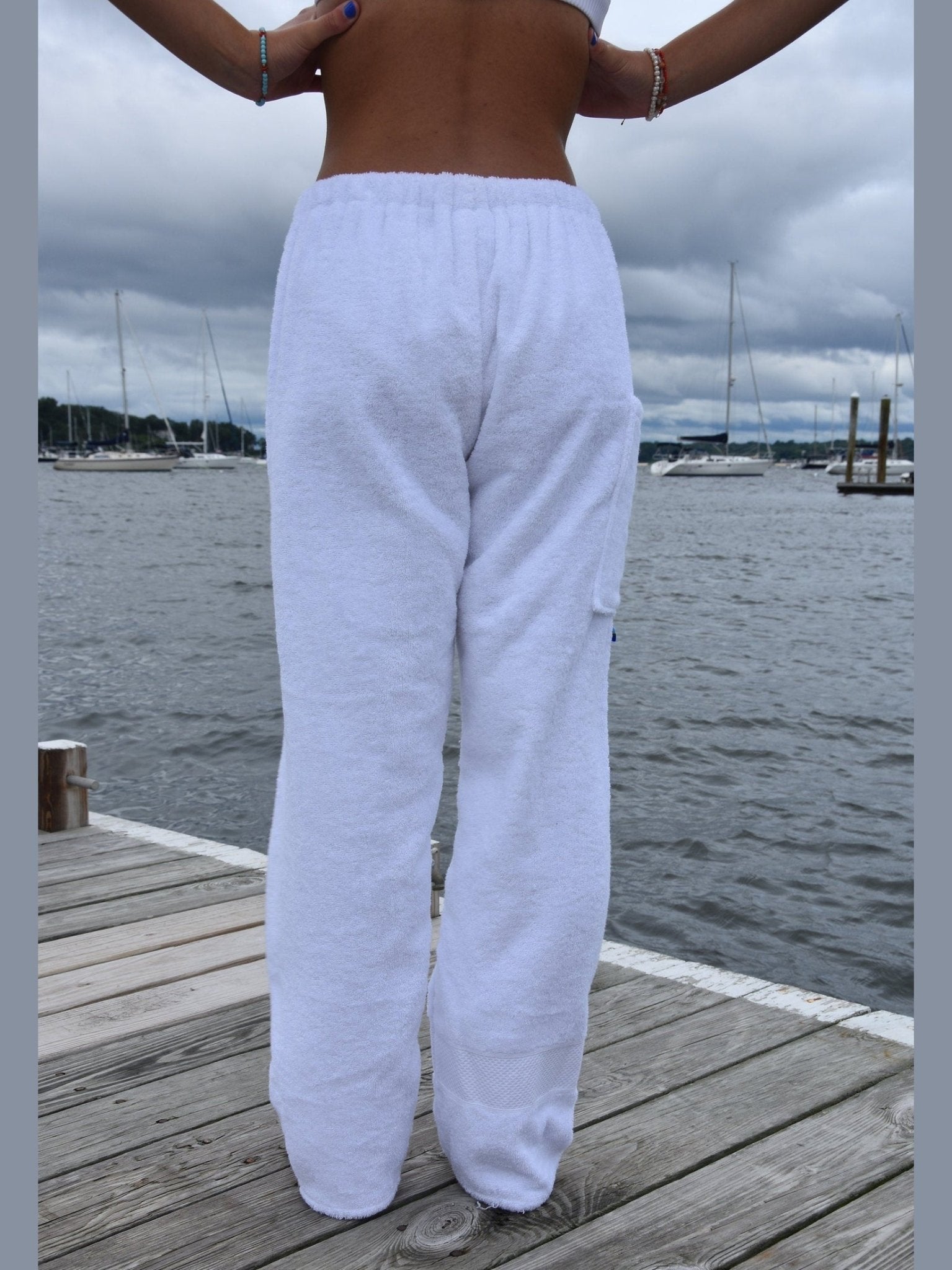 Towel Pants - White - IN STOCK Fast Shipping - Beach, Swimming, Resortwear, Boys, Girls, Adults. - Paradise Towelwear