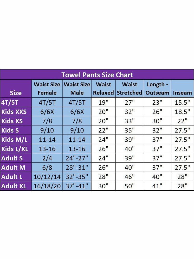Towel Pants - White - IN STOCK Fast Shipping - Beach, Swimming, Resortwear, Boys, Girls, Adults. - Paradise Towelwear