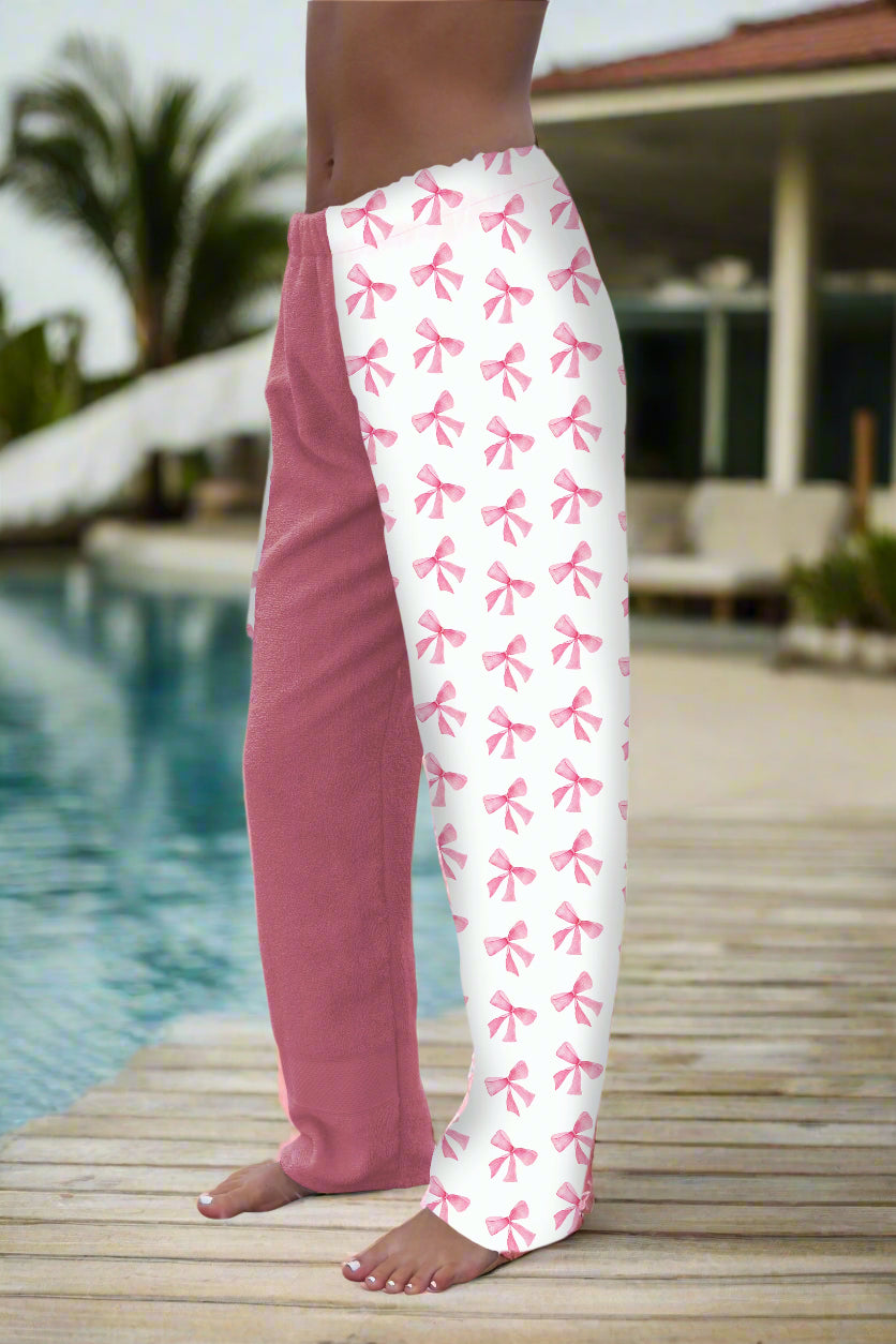 Towel Pants for Swimmers – IN STOCK Fast Shipping - Beach Coverup – Swim wear - Pink Bows