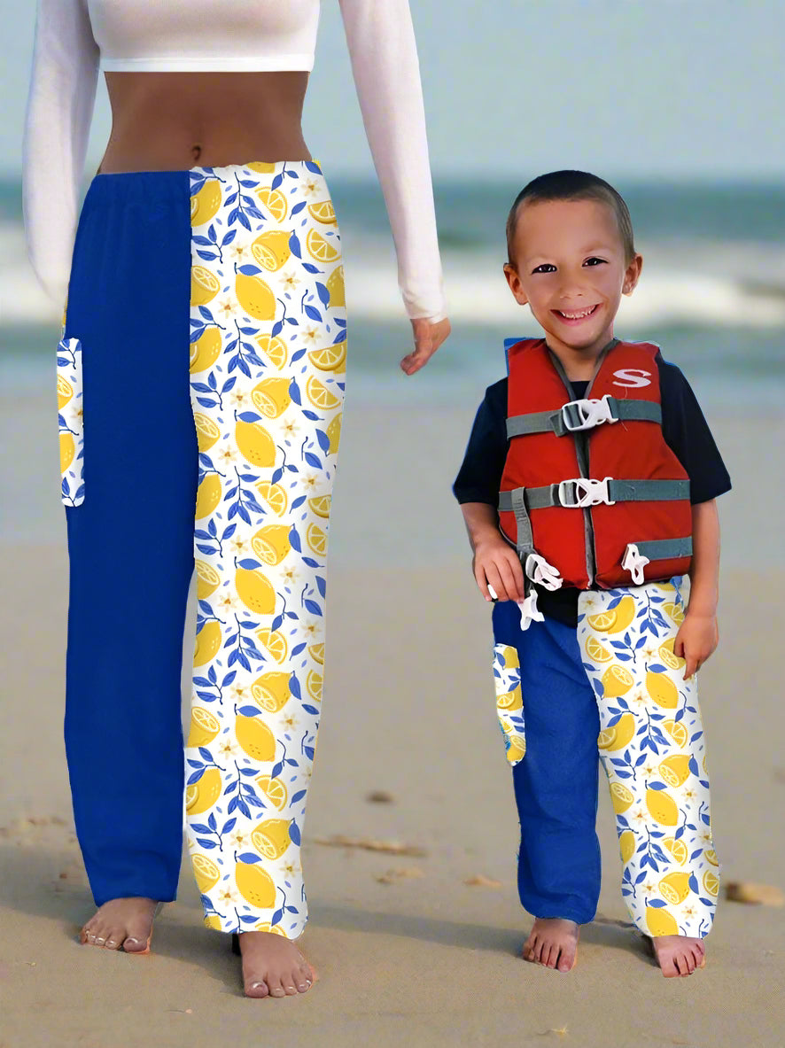 Towel Pants - Lemon Pattern - IN-STOCK Fast Shipping - Beach, Swimming, Resortwear, Boys, Girls, Adults