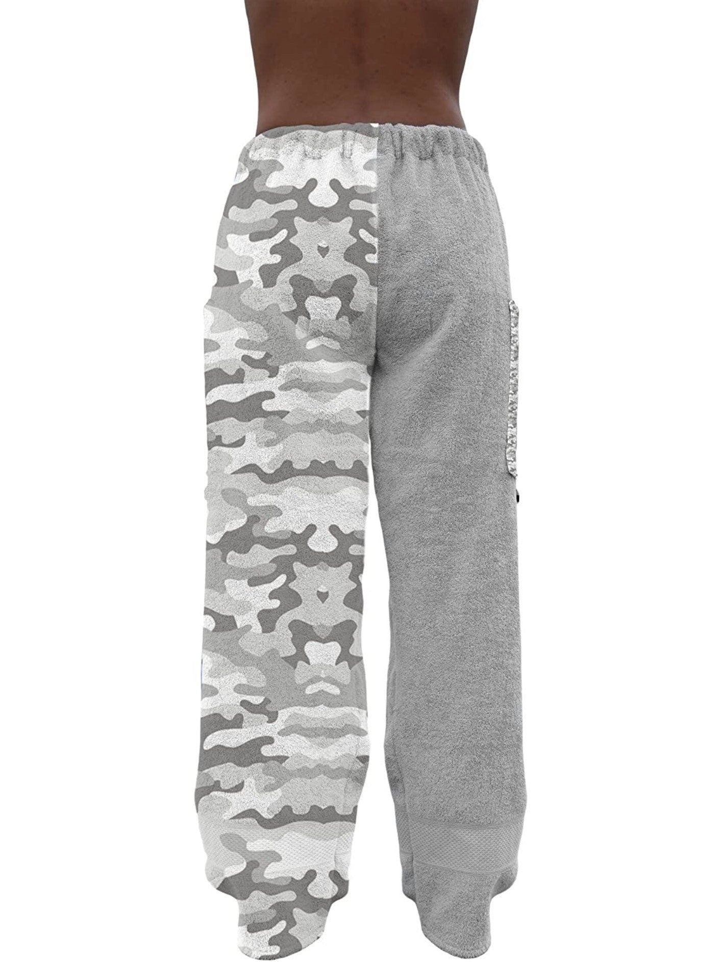 Towel Pants for Swimmers – IN STOCK Fast Shipping - Beach Coverup – Swim wear - Grey Camo Camoflauge