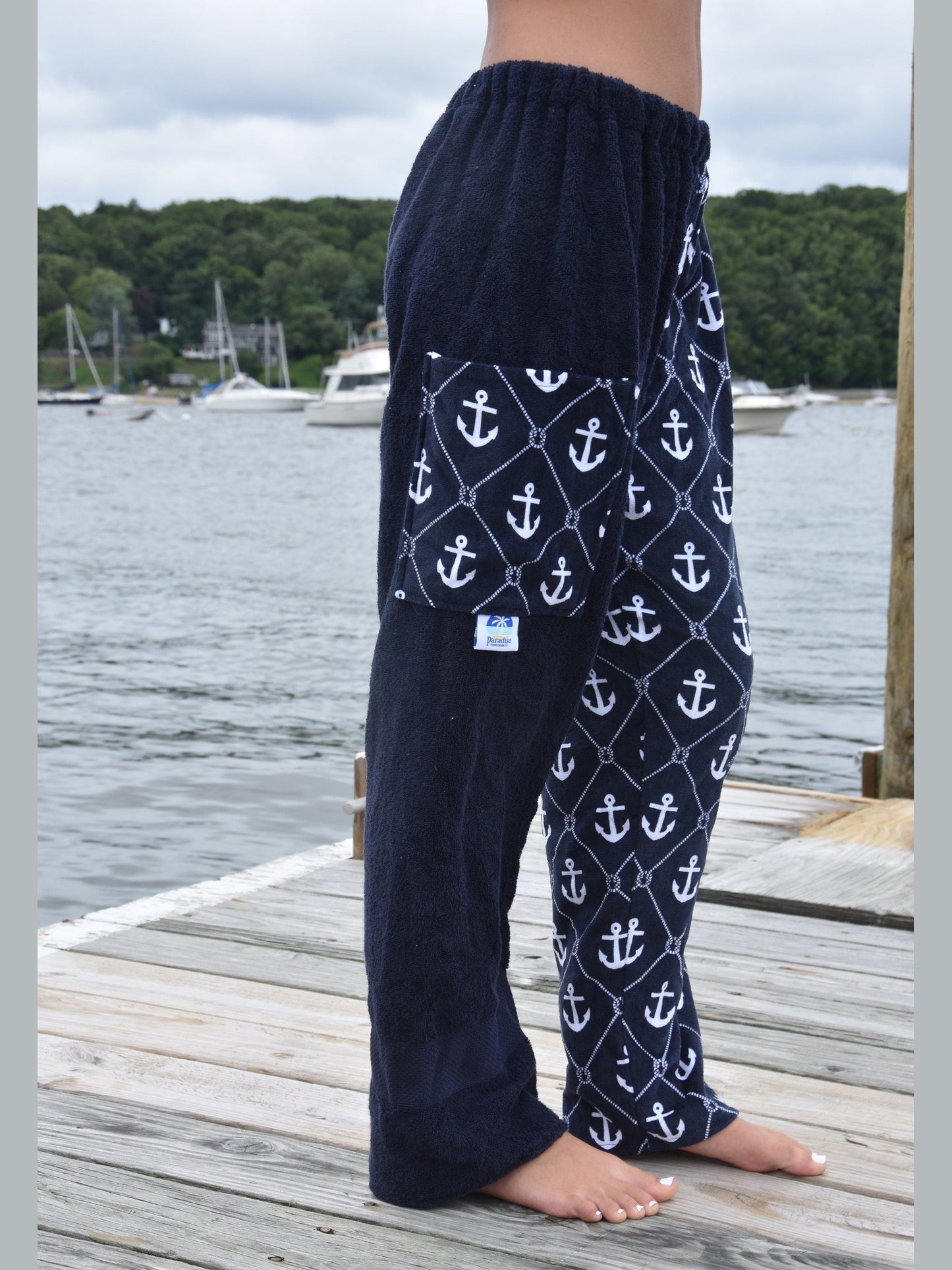 Towel Pants - Anchor Pattern - IN STOCK Fast Shipping - Beach, Swimming, Resortwear, Boys, Girls, Adults.