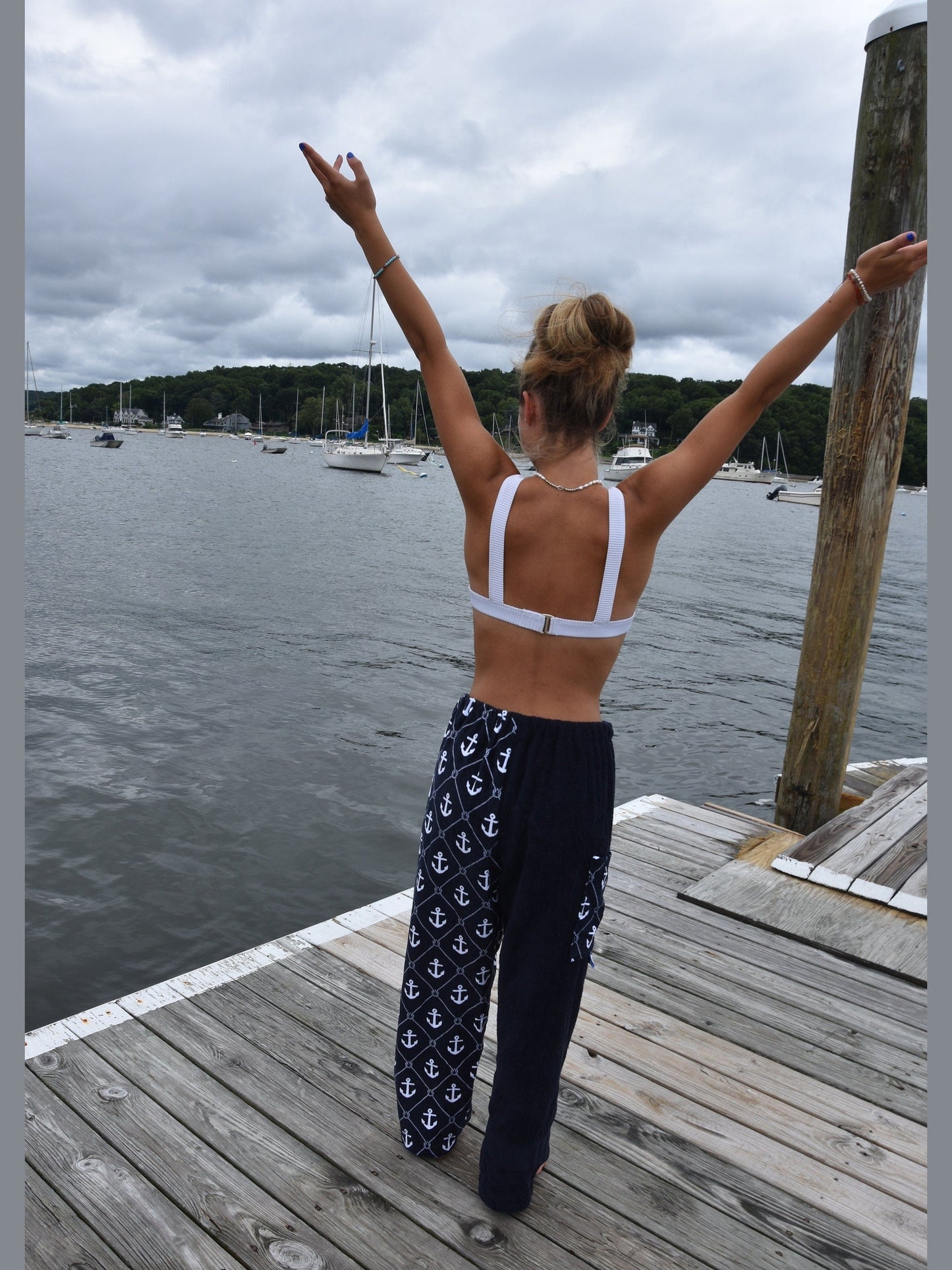 Towel Pants - Anchor Pattern - IN STOCK Fast Shipping - Beach, Swimming, Resortwear, Boys, Girls, Adults.