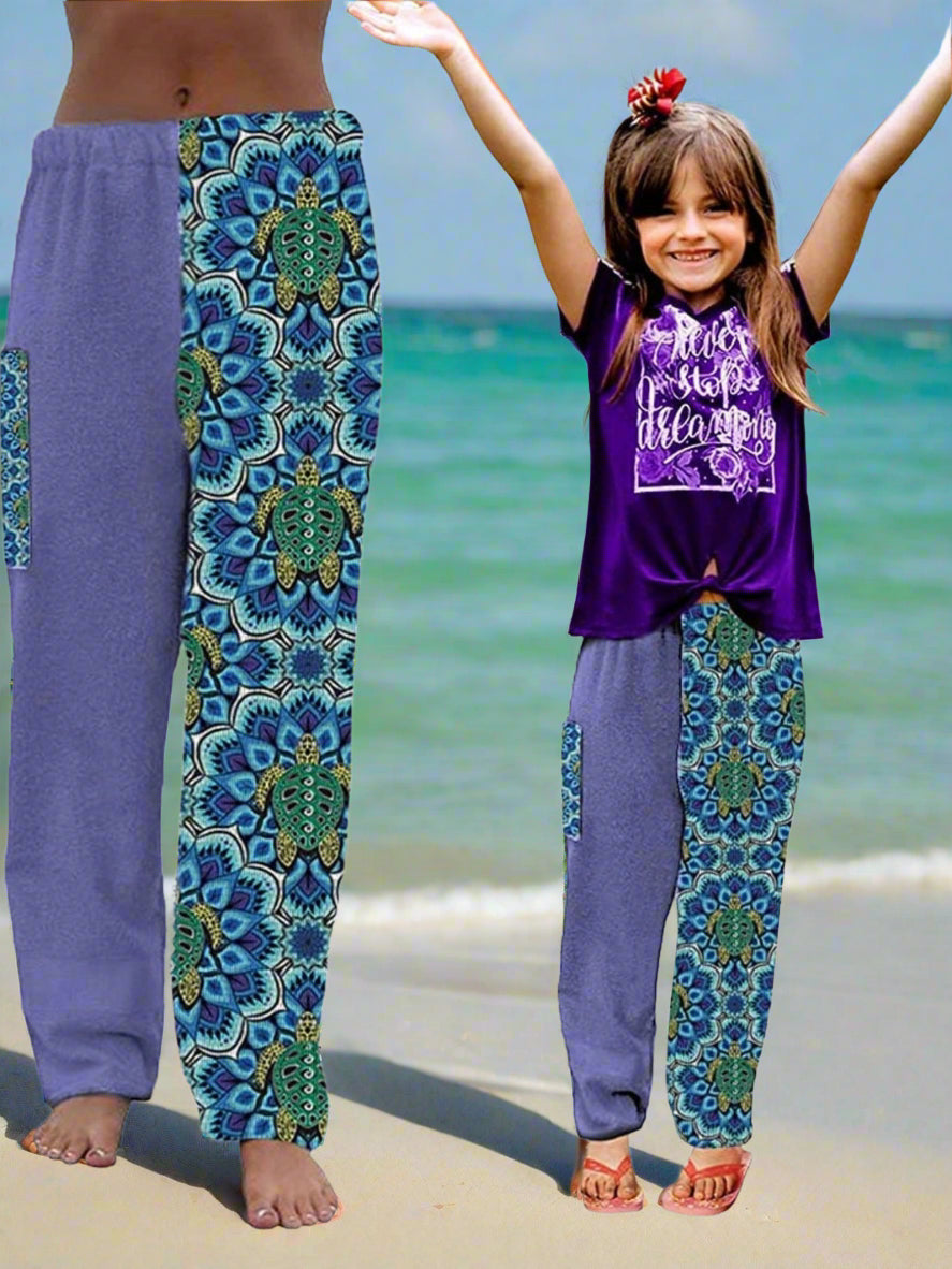 Towel Pants - Turtle Mandala - IN-STOCK Fast Shipping - Beach, Swimming, Resortwear, Boys, Girls, Adults.