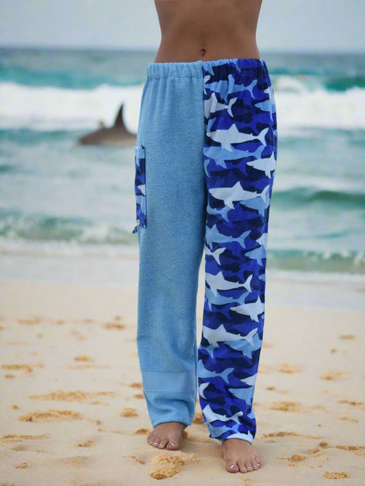 Towel Pants - Shark Pattern - IN-STOCK Fast Shipping - Beach, Swimming, Resortwear, Boys, Girls, Adults