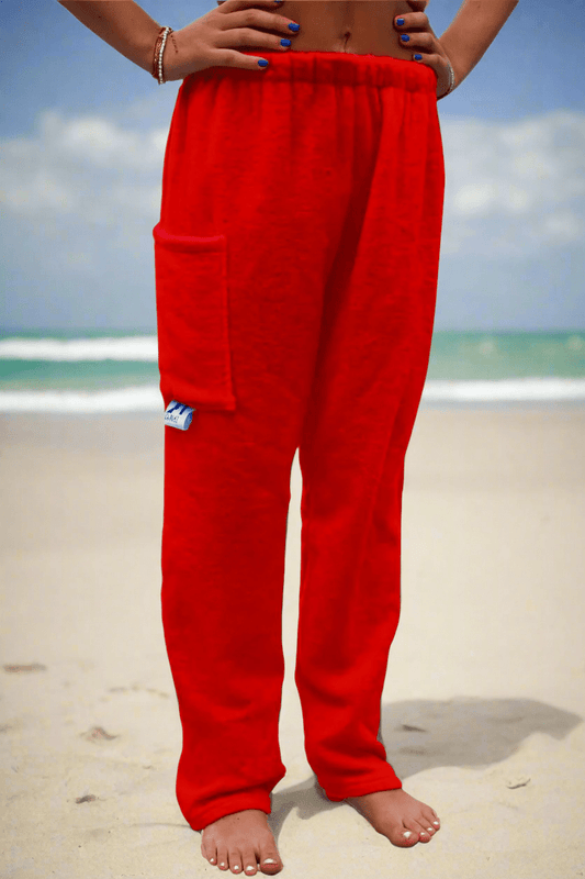 Towel Pants - Black - IN STOCK Fast Shipping - Beach, Swimming, Resortwear, Boys, Girls, AdultsTowel Pants - RED - IN STOCK Fast Shipping - Beach, Swimming, Resortwear, Boys, Girls, Adults - Paradise Towelwear