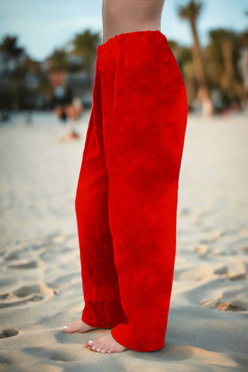Towel Pants - Black - IN STOCK Fast Shipping - Beach, Swimming, Resortwear, Boys, Girls, AdultsTowel Pants - RED - IN STOCK Fast Shipping - Beach, Swimming, Resortwear, Boys, Girls, Adults - Paradise Towelwear