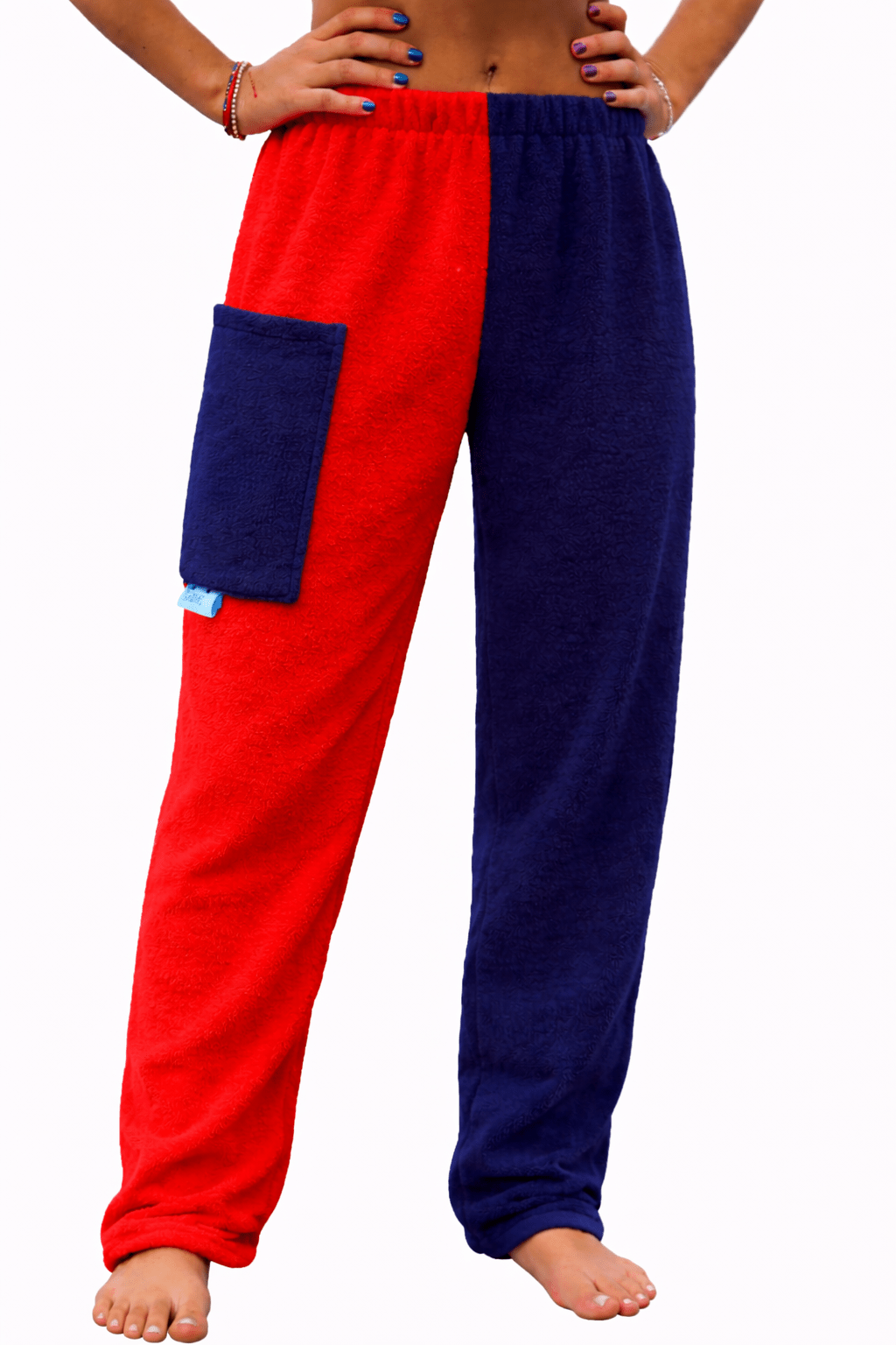 Towel Pants for Swimmers – IN STOCK Fast Shipping - Beach Coverup – Swim wear - Red & Navy - Paradise Towelwear