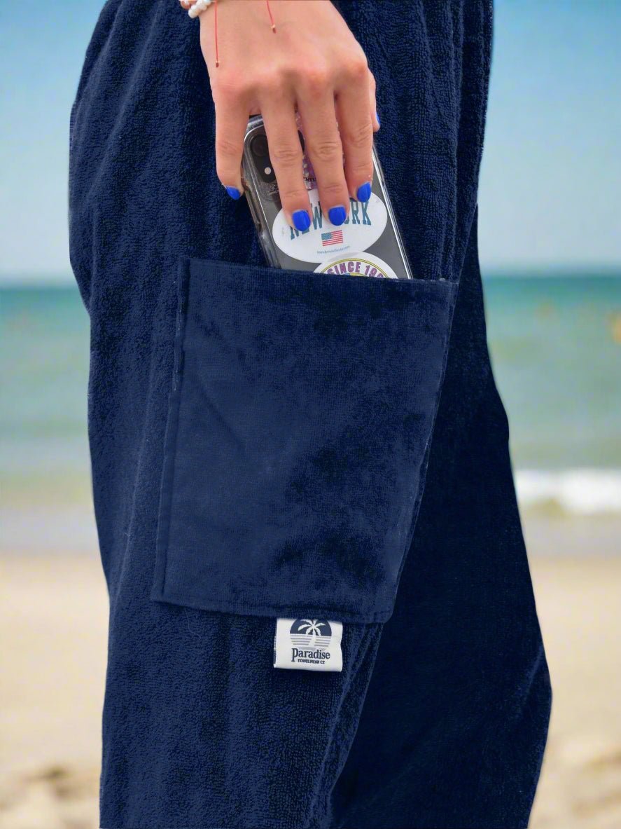 Towel Pants - Navy Blue - IN - STOCK Fast Shipping - Beach, Swimming, Resortwear, Boys, Girls, Adults - Paradise Towelwear