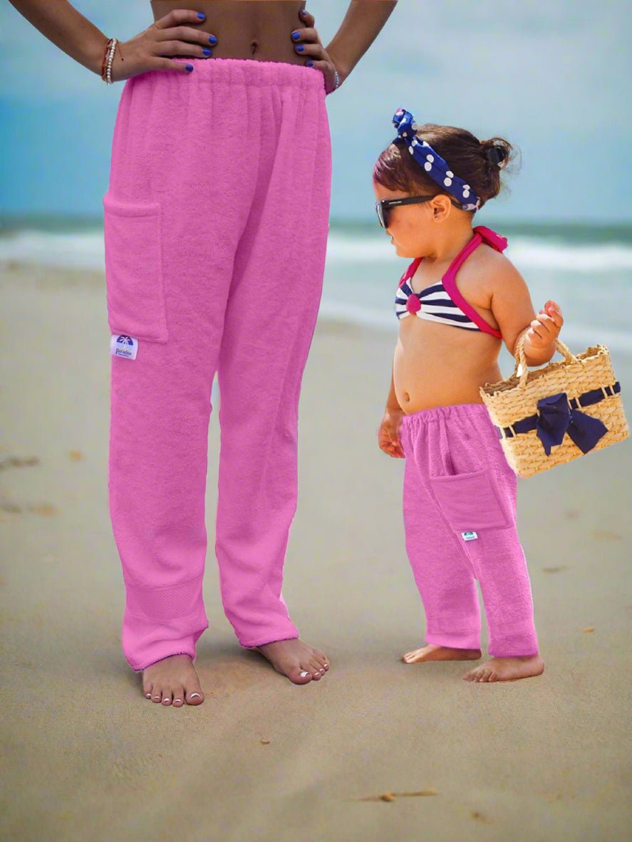 Towel Pants - Solid Pink Color - IN STOCK Fast Shipping - Beach, Swimming, Resortwear, Boys, Girls, Adults - Paradise Towelwear