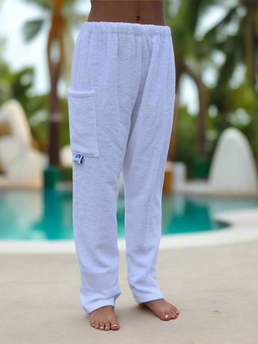 Towel Pants - White - IN STOCK Fast Shipping - Beach, Swimming, Resortwear, Boys, Girls, Adults. - Paradise Towelwear